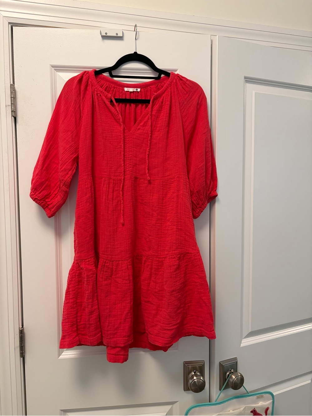 Sundry Coral Cotton Gauze Tiered Mini Dress Size 1/S